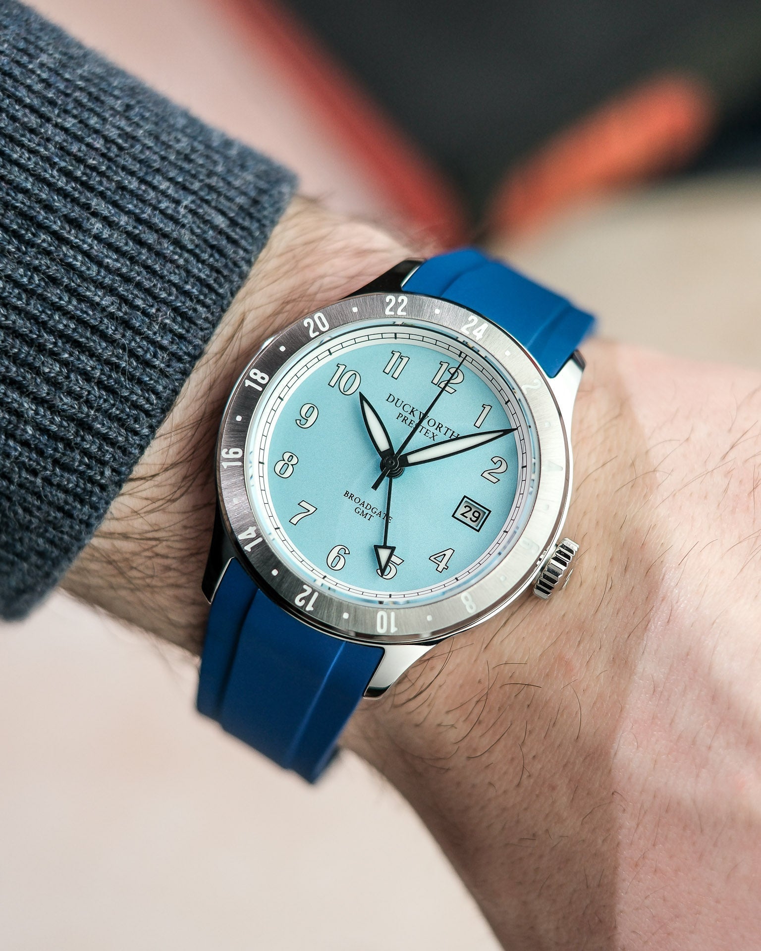 Duckworth Prestex Broadgate GMT Blue Blue Rubber Watch D760-03-DR Image 2