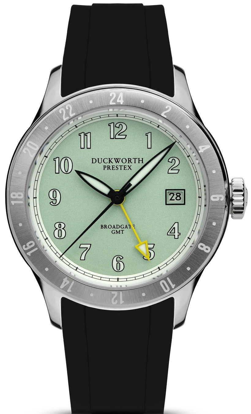 Duckworth Prestex Broadgate GMT Green Black Rubber Watch D760-04-AR Image 1