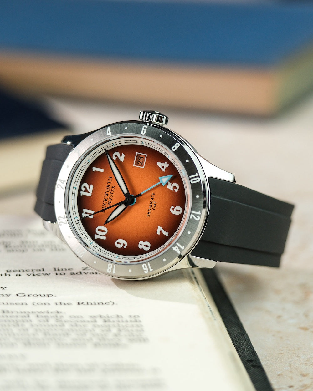 Duckworth Prestex Broadgate GMT Orange Black Rubber Watch D760-05-AR Image 2