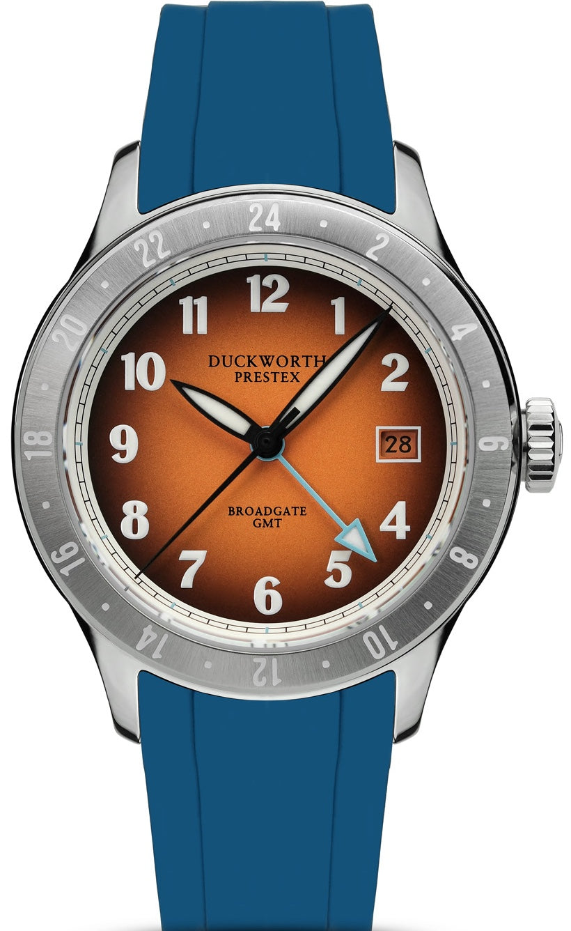 Duckworth Prestex Broadgate GMT Orange Blue Rubber Watch D760-05-DR Image 1