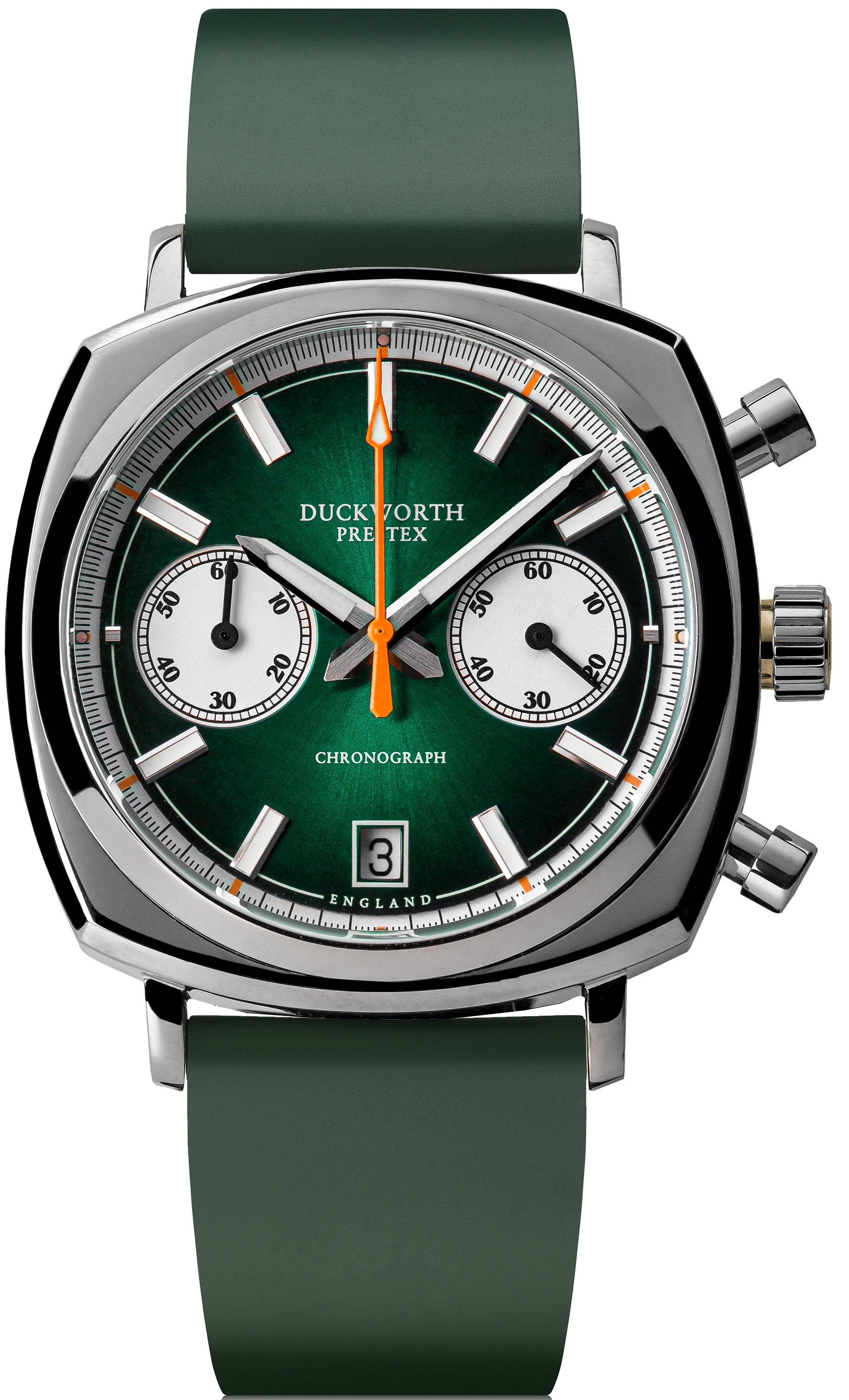 Duckworth Prestex Chronograph 42 Green Green Rubber Watch D550-04-ER Image 1