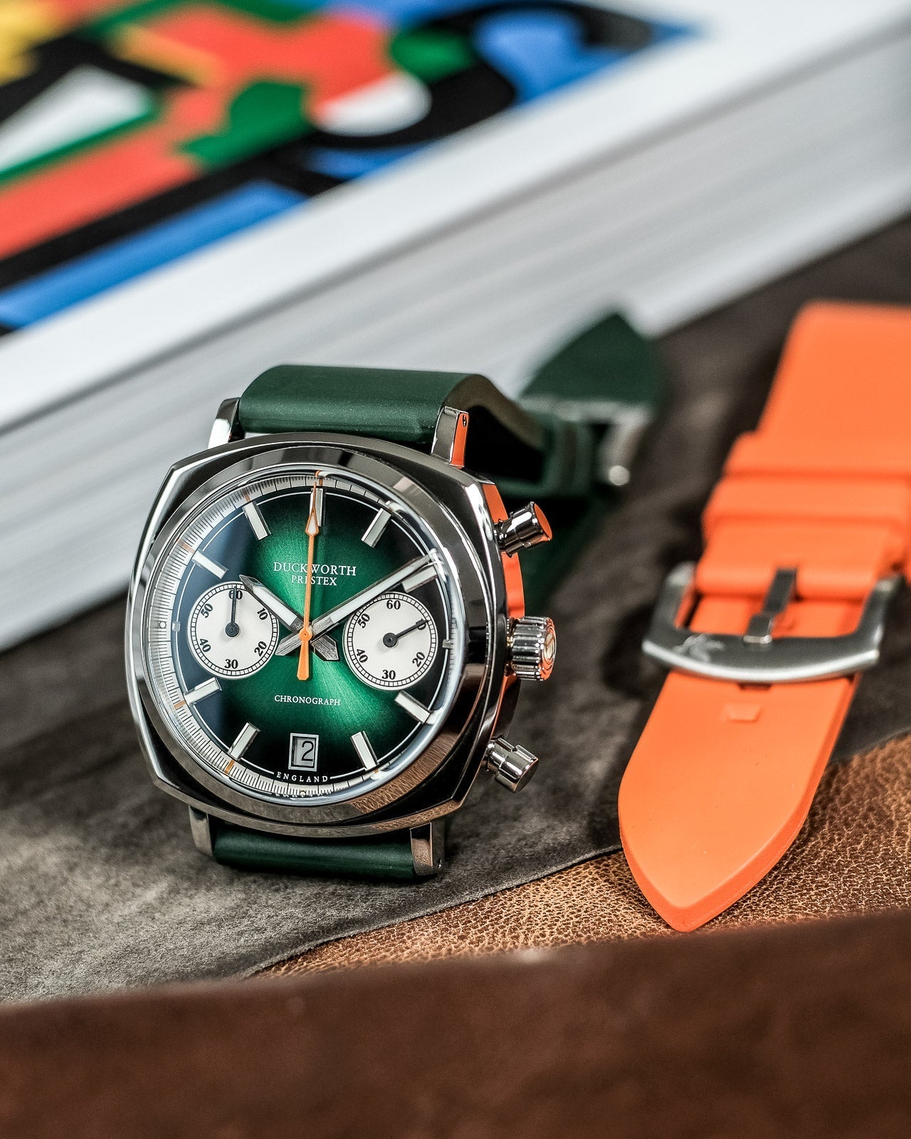 Duckworth Prestex Chronograph 42 Green Green Rubber Watch D550-04-ER Image 7