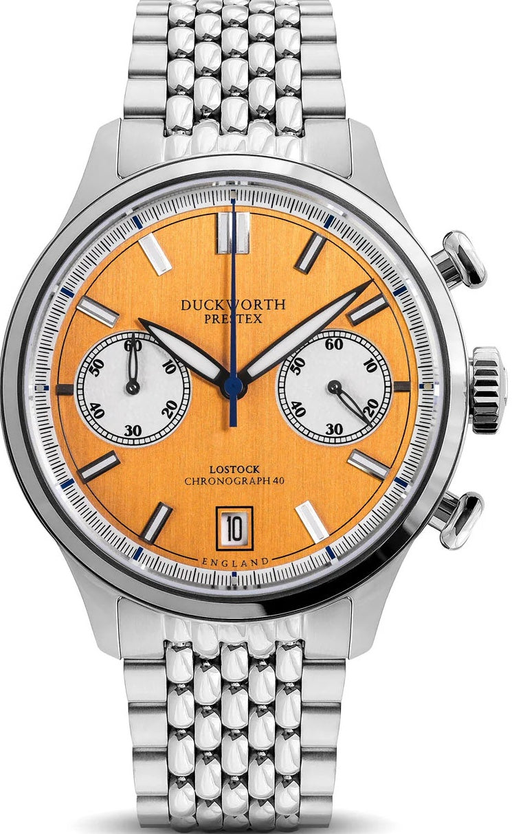 Duckworth Prestex Lostock Orange 40mm Quartz Chronograph Bracelet Watch D547-05 ST Image 1