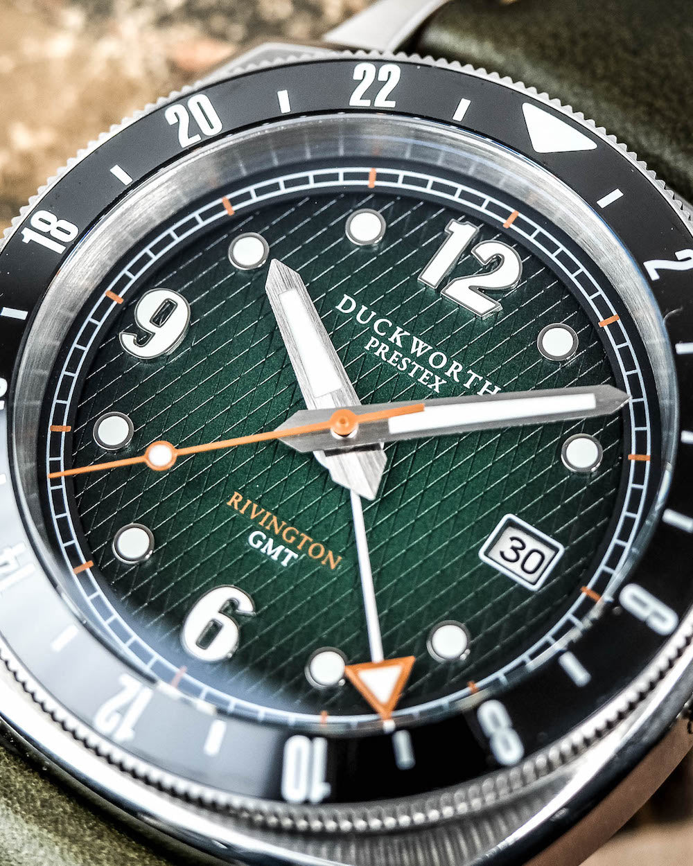 Duckworth Prestex Rivington GMT Green Fume Steel Bracelet Watch D489-04-ST Image 4