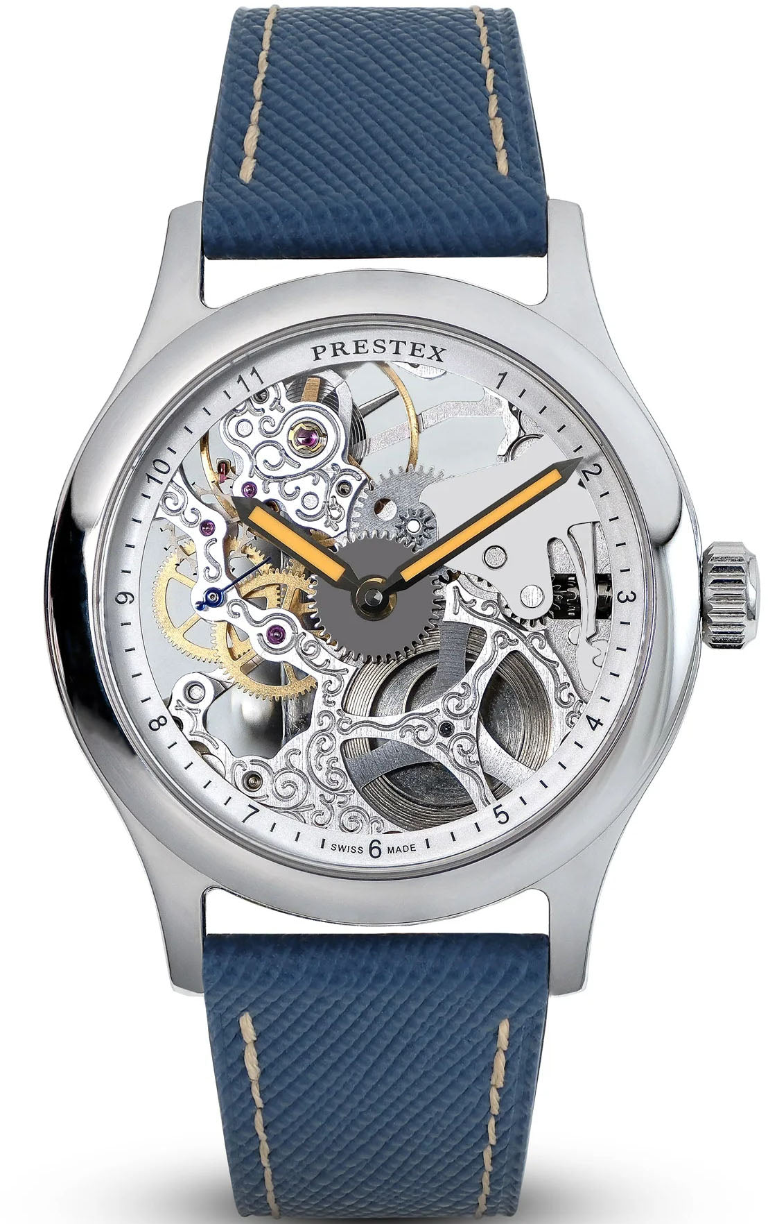 Duckworth Prestex Skeleton Orange Hands Watch D510-05 D Image 1