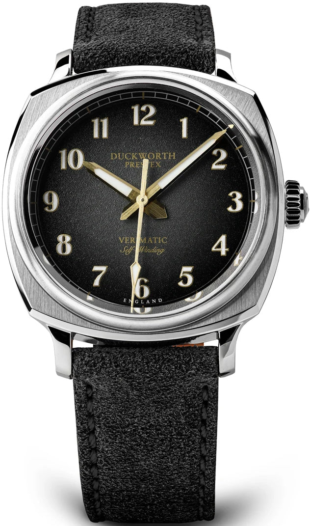 Duckworth Prestex Verimatic Black Fume Ebony Brown Suede Watch D891-01-N Image 1