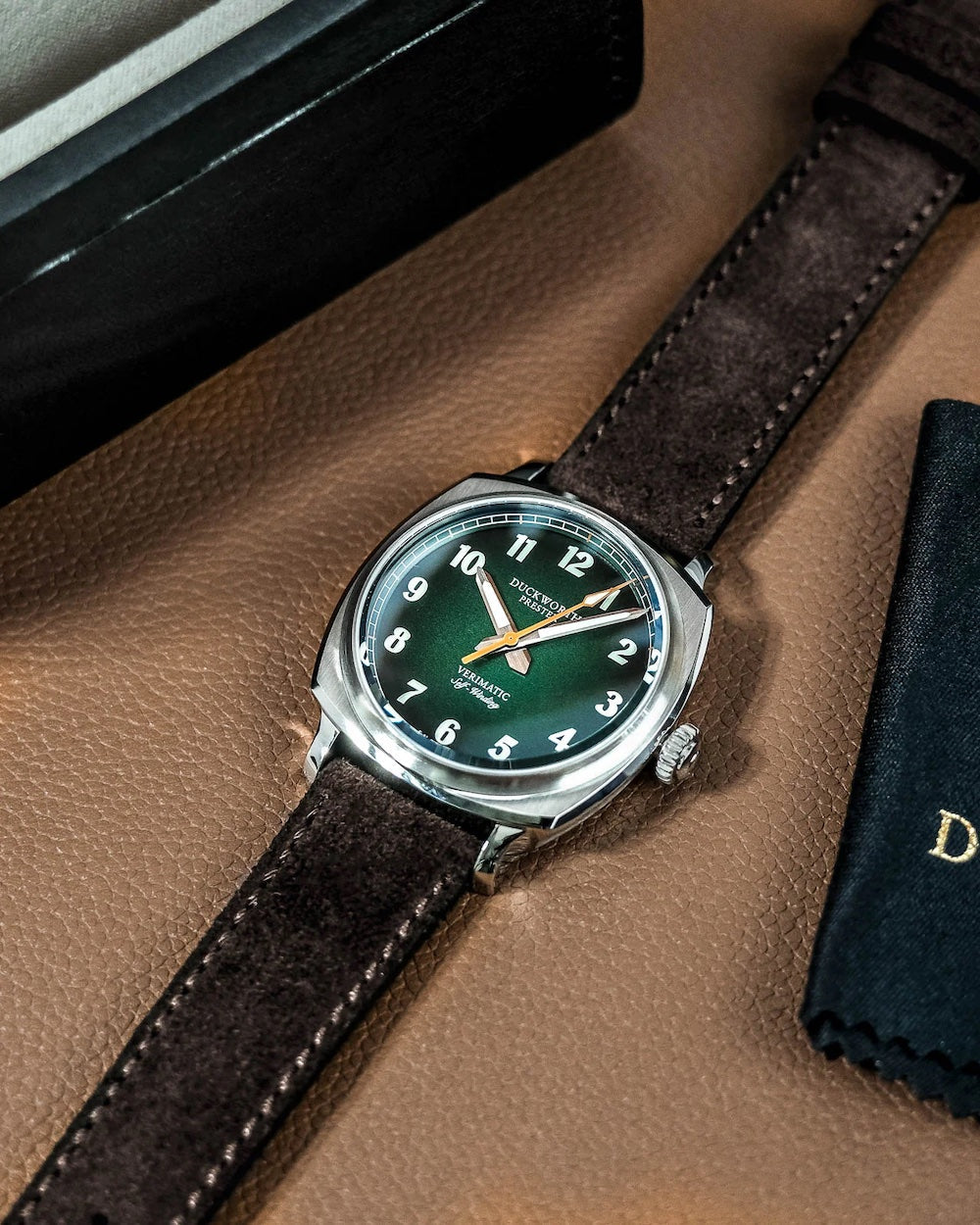 Duckworth Prestex Verimatic Green Fume Brown Suede Watch D891-04-F Image 3