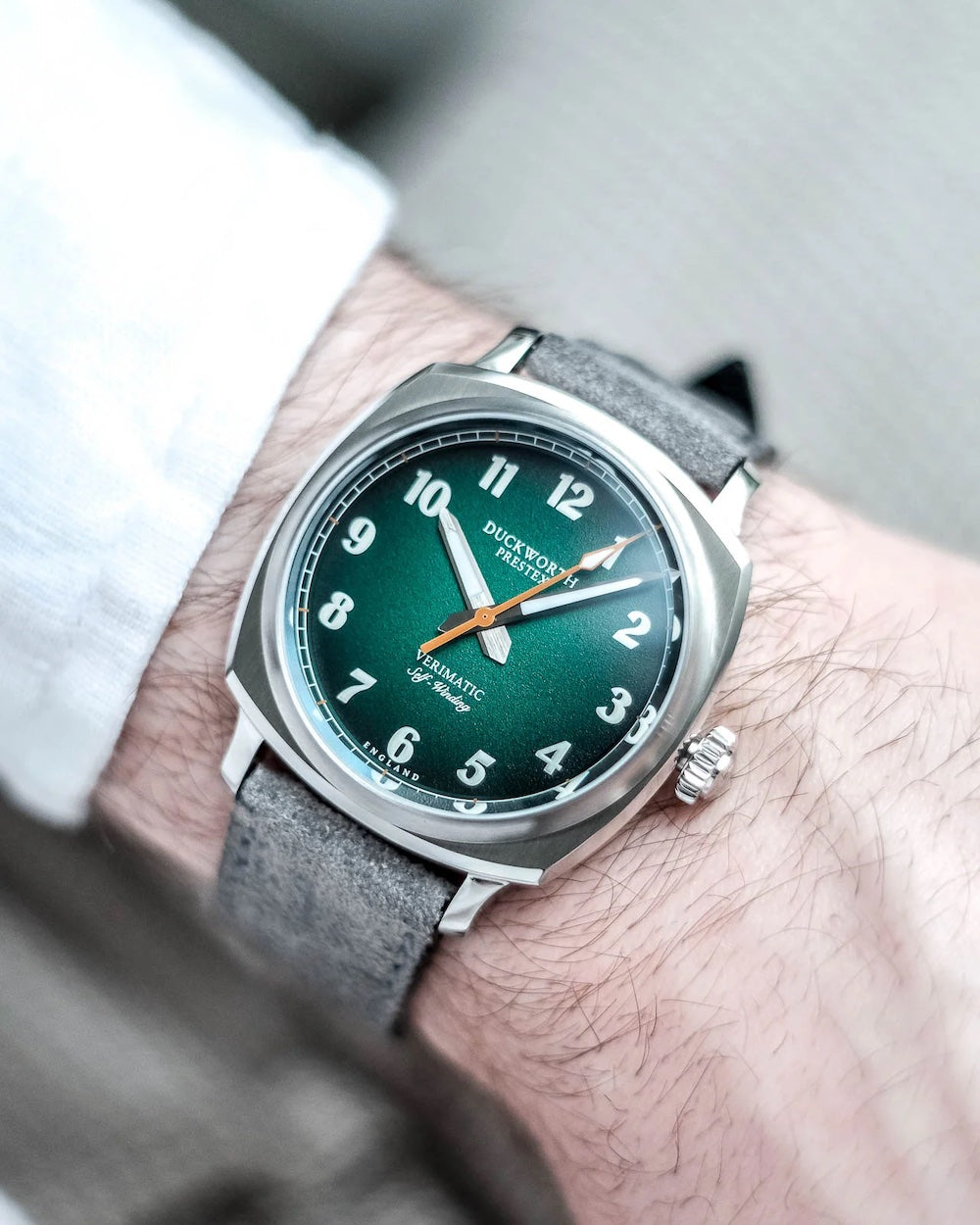 Duckworth Prestex Verimatic Green Fume Grey Suede Watch D891-04-G Image 3