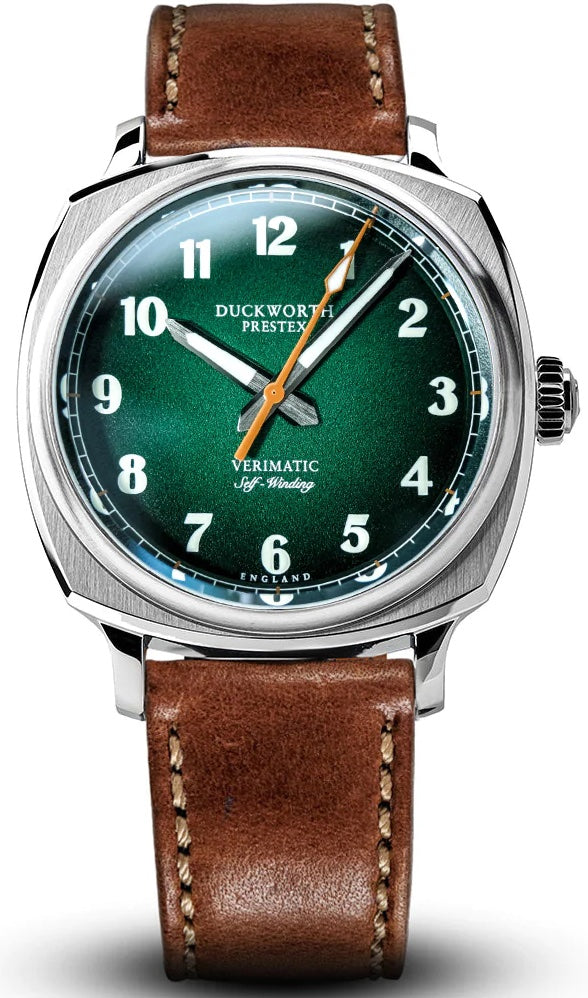Duckworth Prestex Verimatic Green Fume Vintage Tan Leather Watch D891-04-B Image 1
