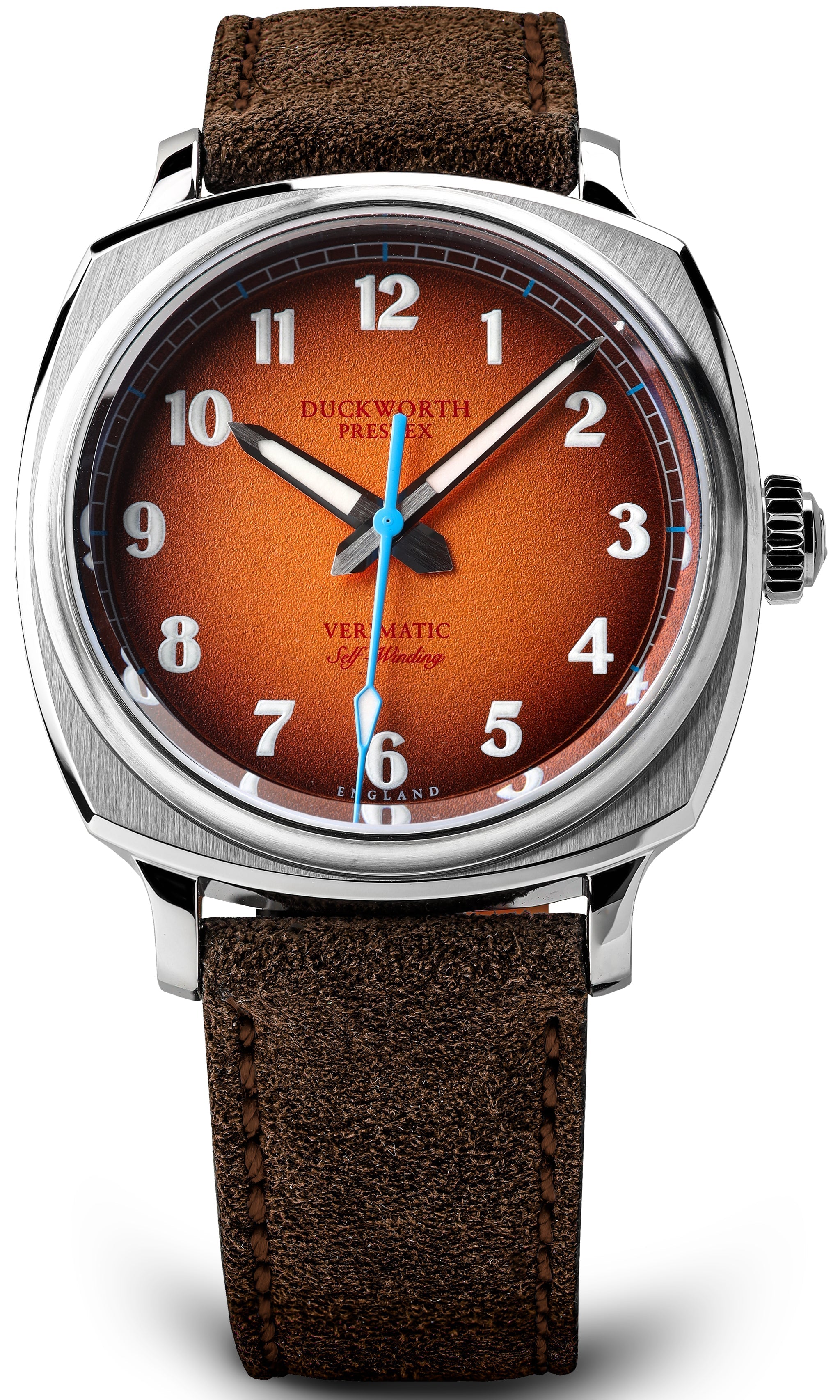 Duckworth Prestex Verimatic Orange Fume Brown Suede Watch D891-05-F Image 1