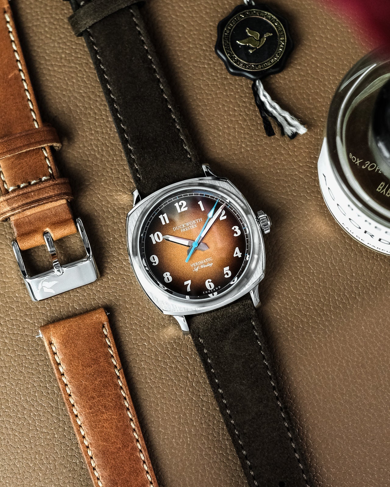 Duckworth Prestex Verimatic Orange Fume Brown Suede Watch D891-05-F Image 5
