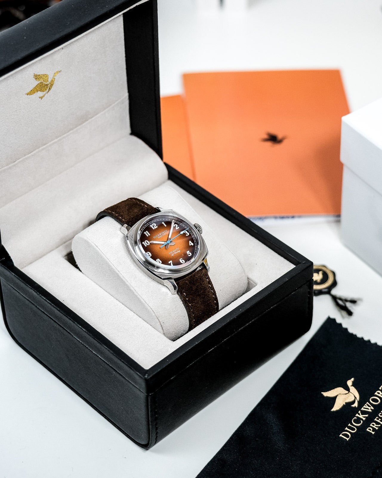 Duckworth Prestex Verimatic Orange Fume Brown Suede Watch D891-05-F Image 7