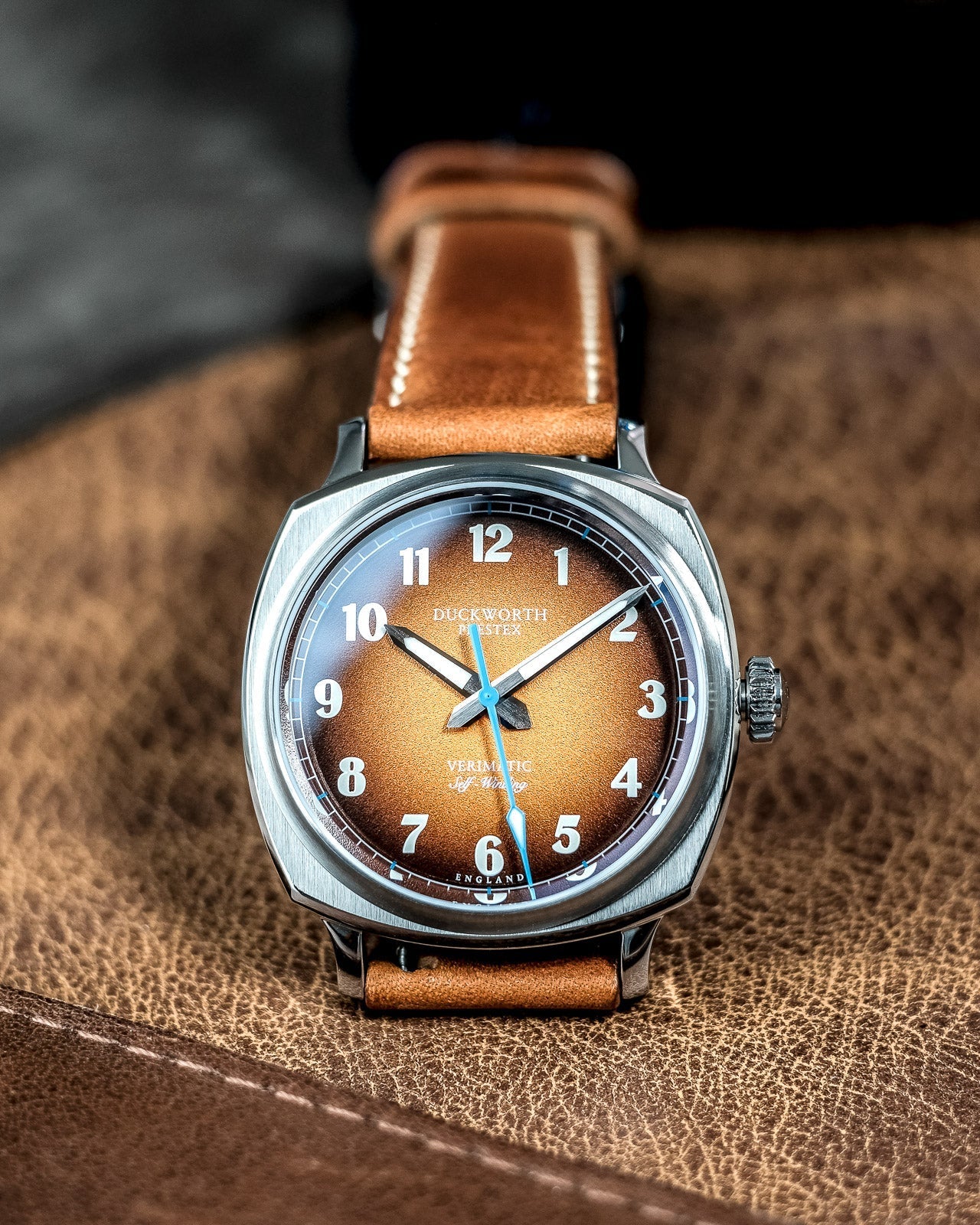 Duckworth Prestex Verimatic Orange Fume Tan Leather Watch D891-05-B Image 4