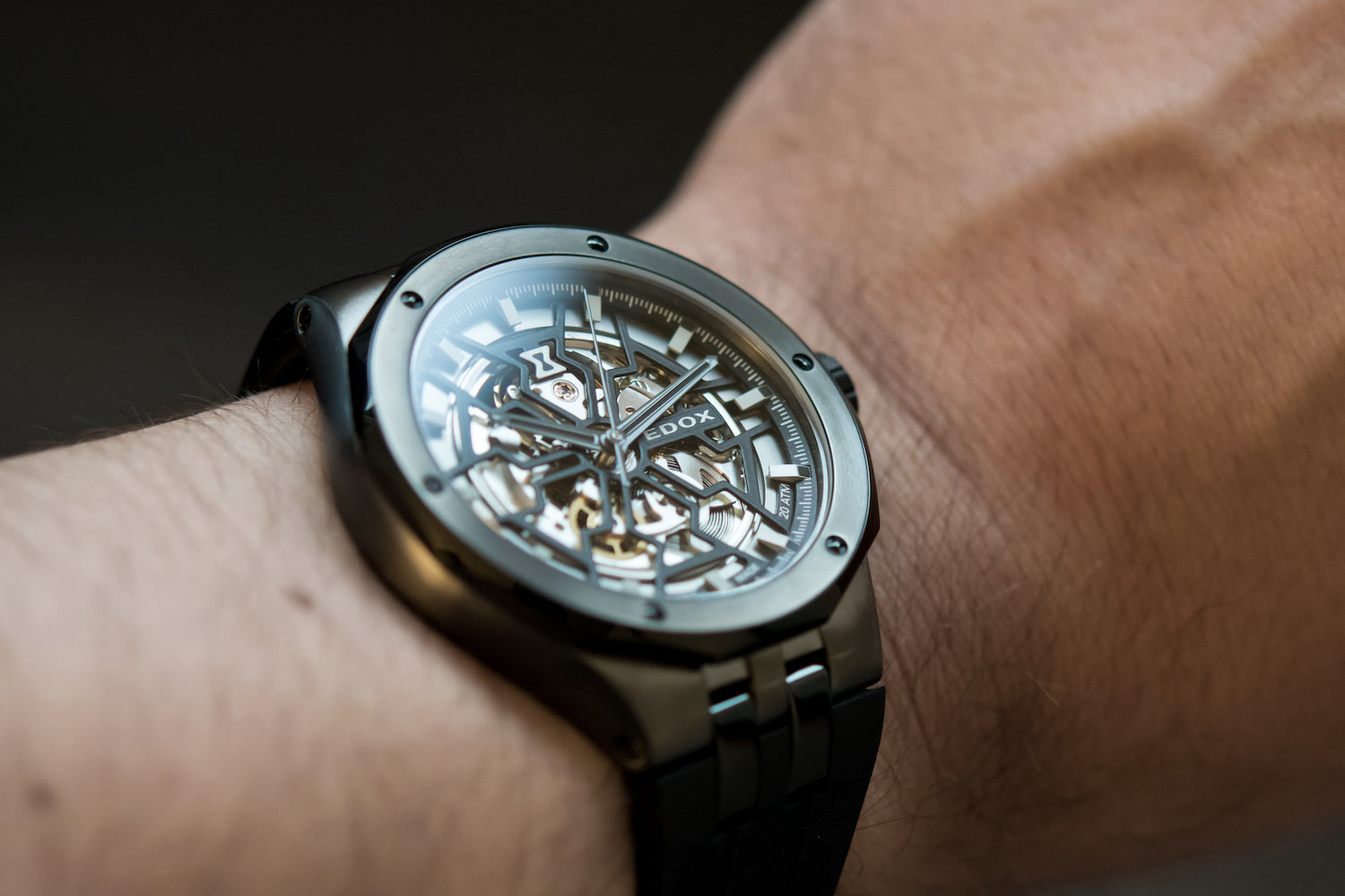 Edox Delfin Mecano 3 Hands Skeleton Watch 85303 357GN NGN Image 9