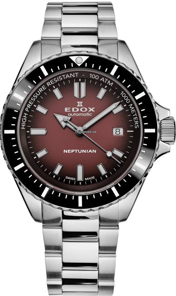 Edox Neptunian Date Automatic Watch 80120 3NM BRD Image 1