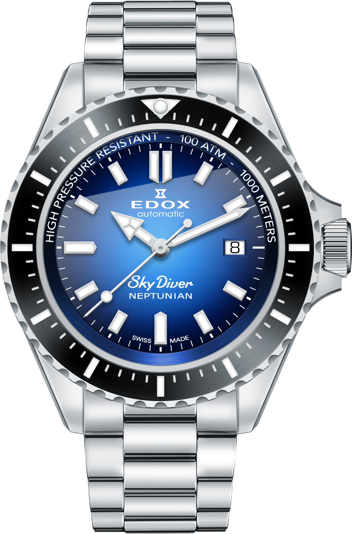 Edox Skydiver Neptunian Automatic 3 Hands Watch 80120 3NM BUIDN Image 1