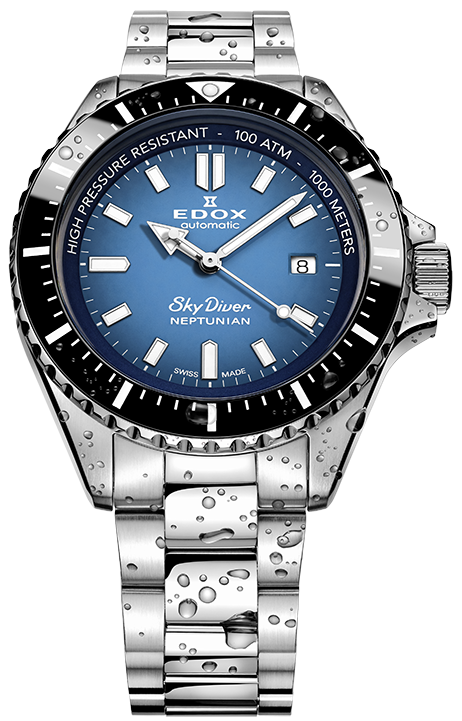 Edox Skydiver Neptunian Automatic 3 Hands Watch 80120 3NM BUIDN Image 2