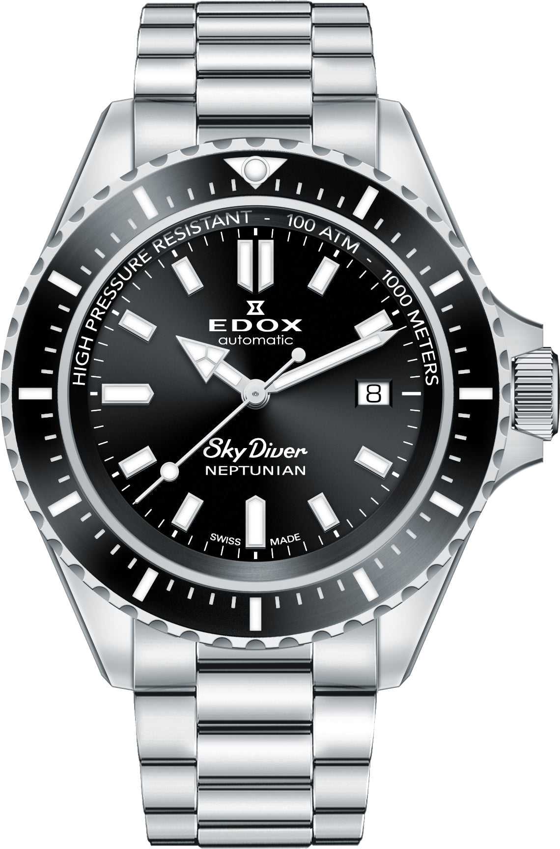 Edox Skydiver Neptunian Automatic 3 Hands Watch 80120 3NM NIN Image 1