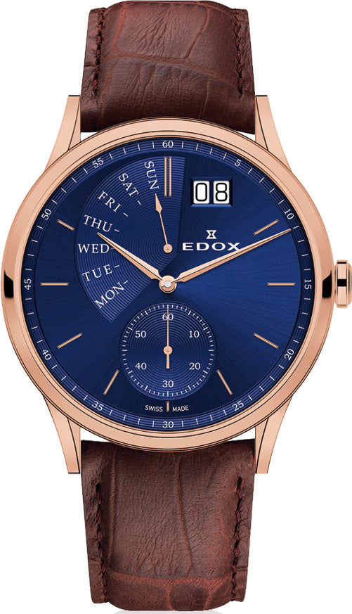 Edox Watch Les Vauberts Day Date Retrograde 34500 37R BUIR Image 1