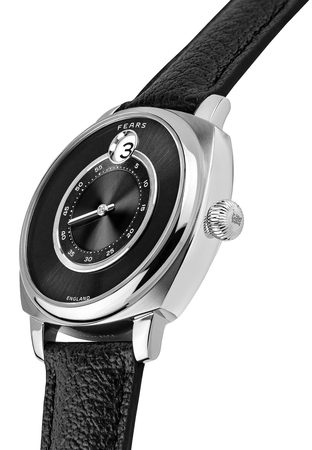 Fears Brunswick 40.5 Jump Hour Raven Black Leather Watch BS240.500A.113.047 Image 2