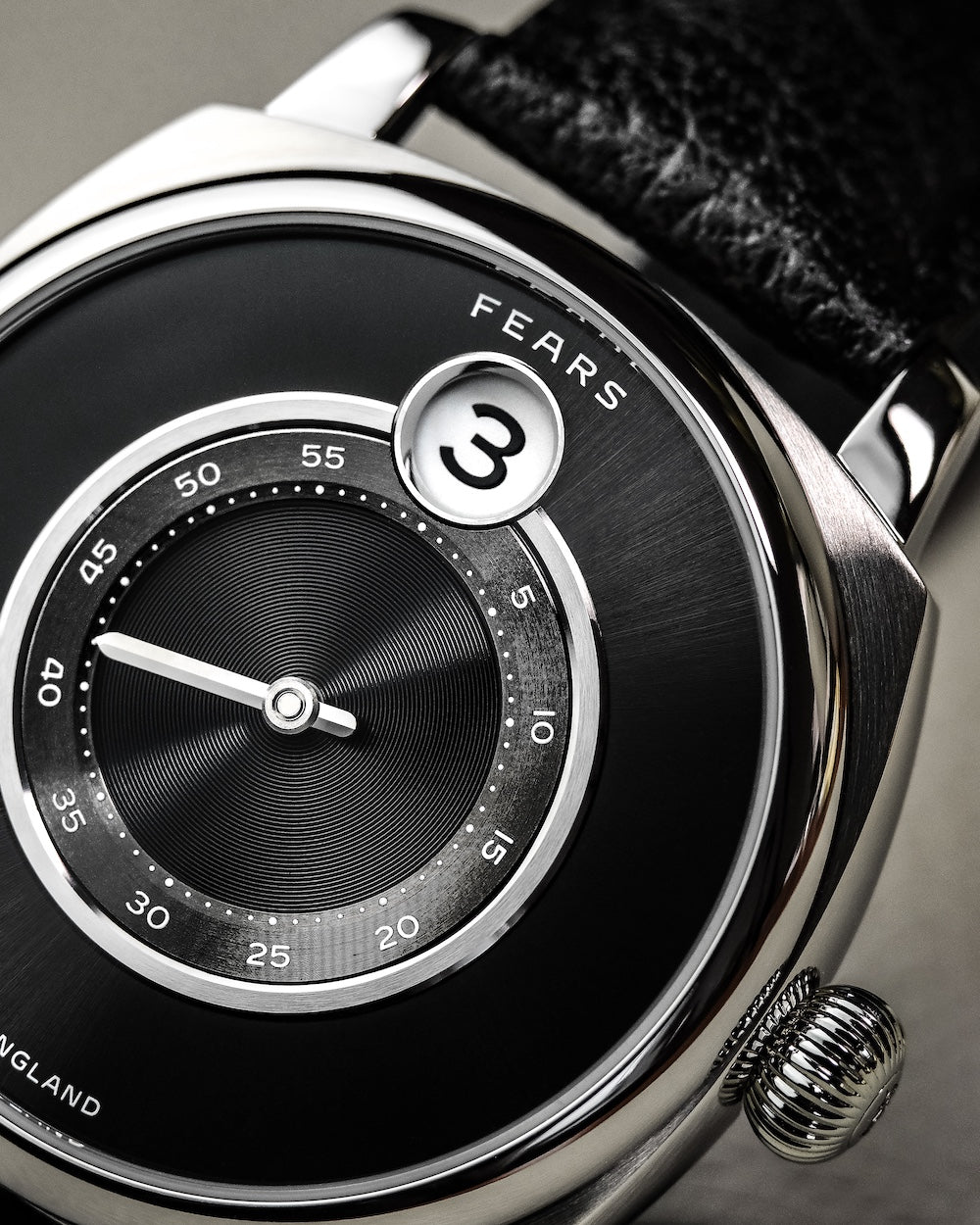 Fears Brunswick 40.5 Jump Hour Raven Black Leather Watch BS240.500A.113.047 Image 4