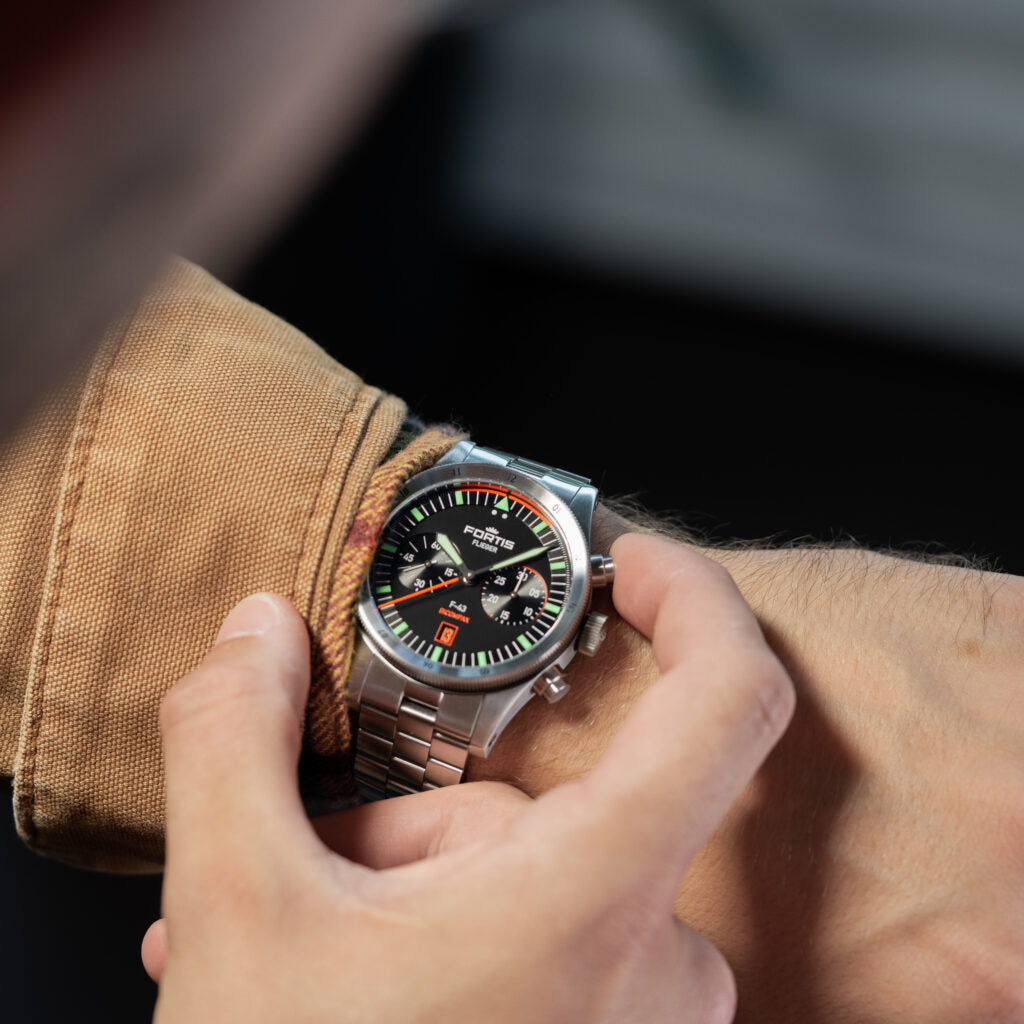 Fortis Flieger F-43 Bicompax Bracelet Watch F4240004 Image 6