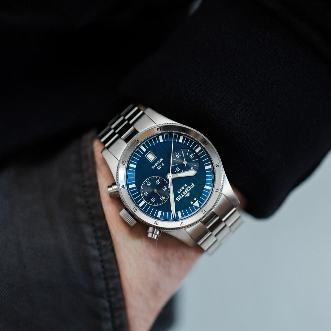 Fortis Flieger F-43 Bicompax Liberty Blue Watch F4240012 Image 2