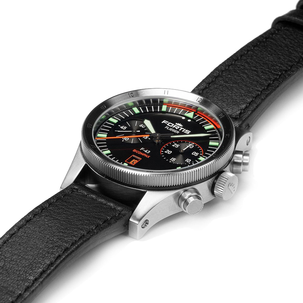 Fortis Flieger F-43 Bicompax On Aviator Strap Watch F4240005 Image 6