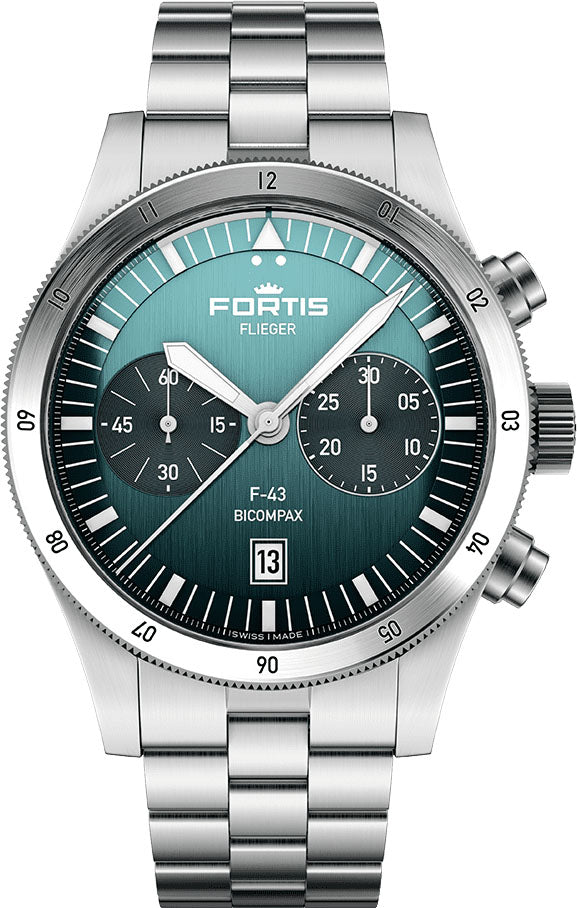 Fortis Flieger F-43 Bicompax Petrol Watch F4240008 Image 1