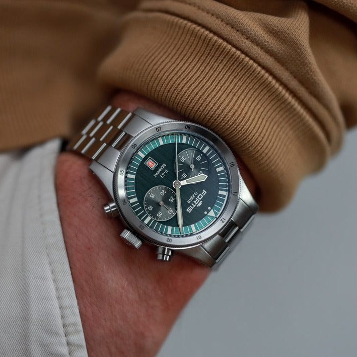 Fortis Flieger F-43 Bicompax Petrol Watch F4240008 Image 2