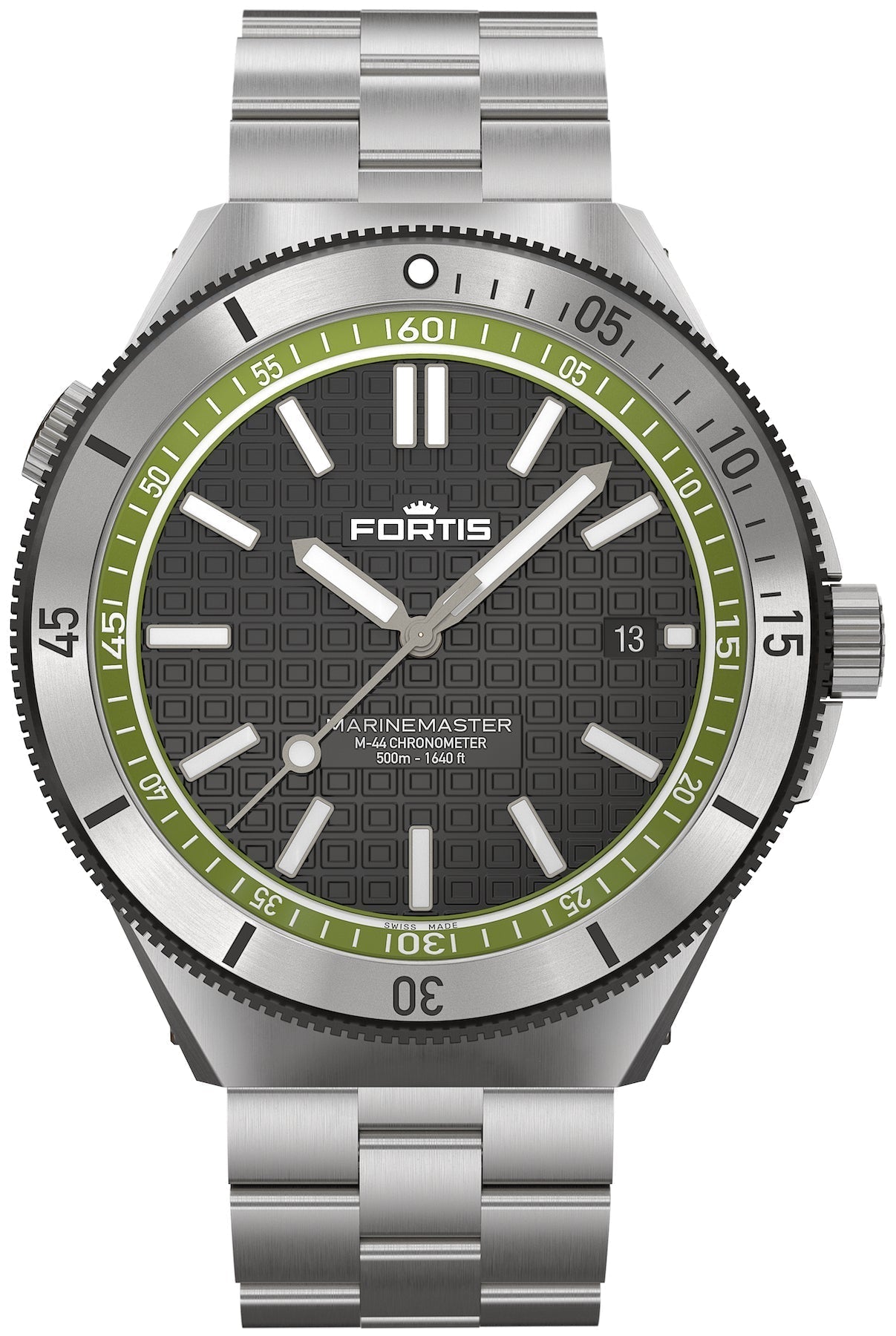 Fortis Marinemaster M 44 Woodpecker Green Bracelet Watch F8120020 Image 1