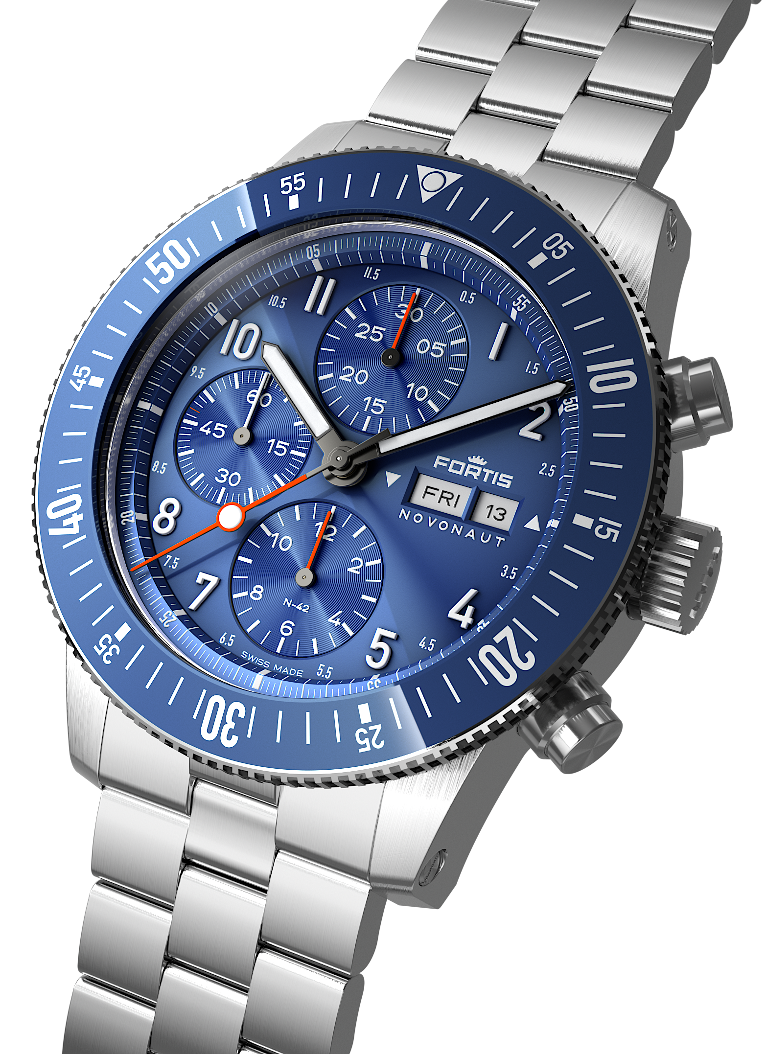 Fortis Novonaut N-42 Cobalt Blue Edition Bracelet Watch F2040012 Image 4