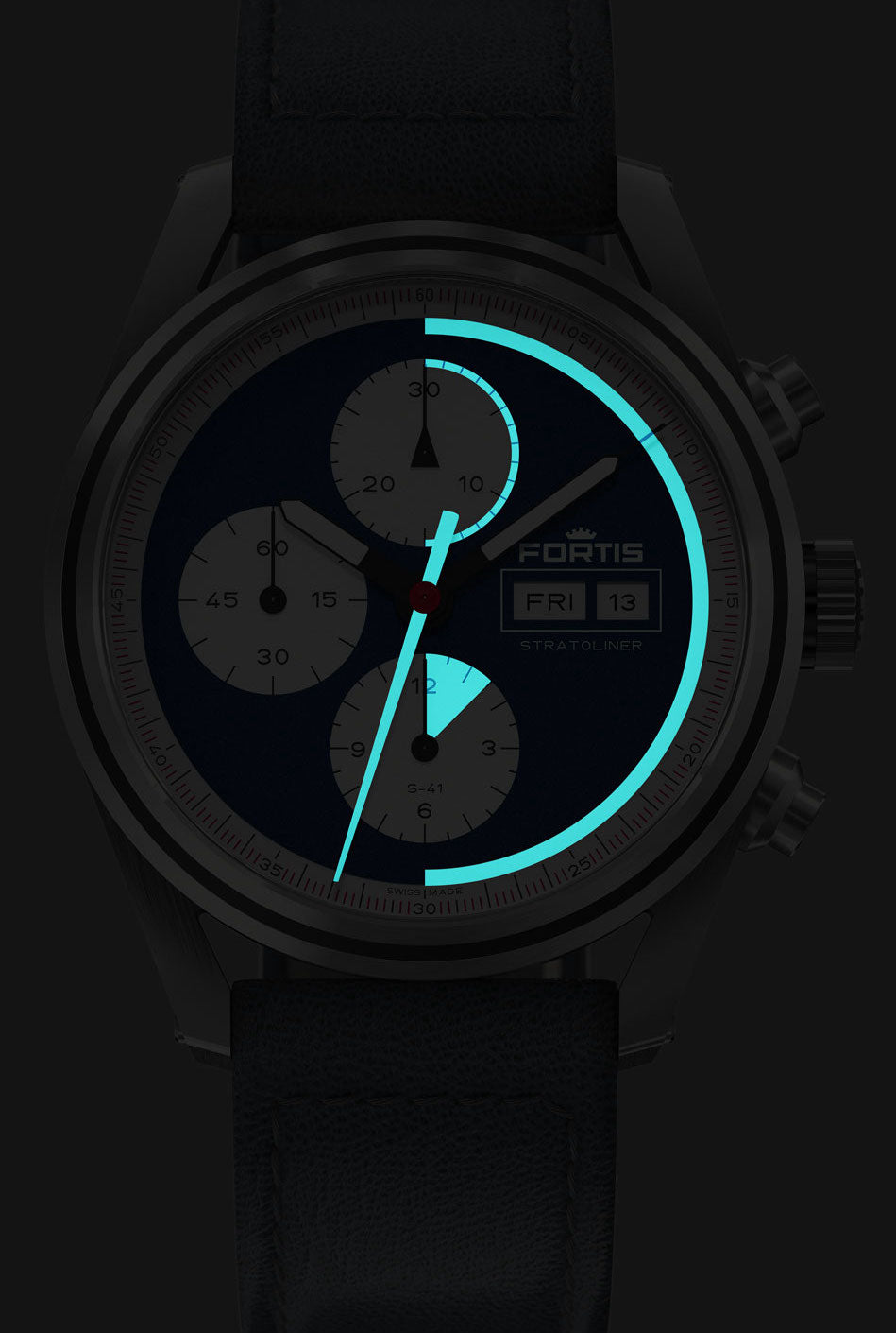 Fortis Stratoliner Blue Japan Aviator Strap Watch F2340017 Image 2