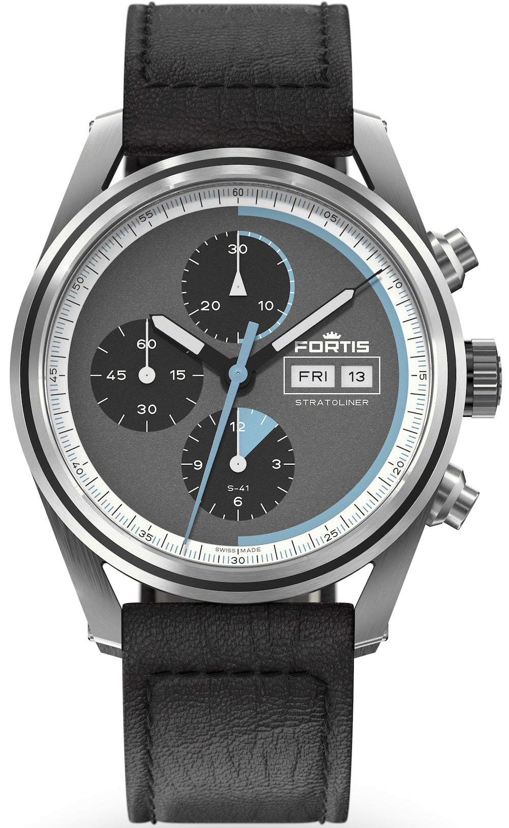 Fortis Stratoliner Cosmic Grey Aviator Strap Watch F2340016 Image 1