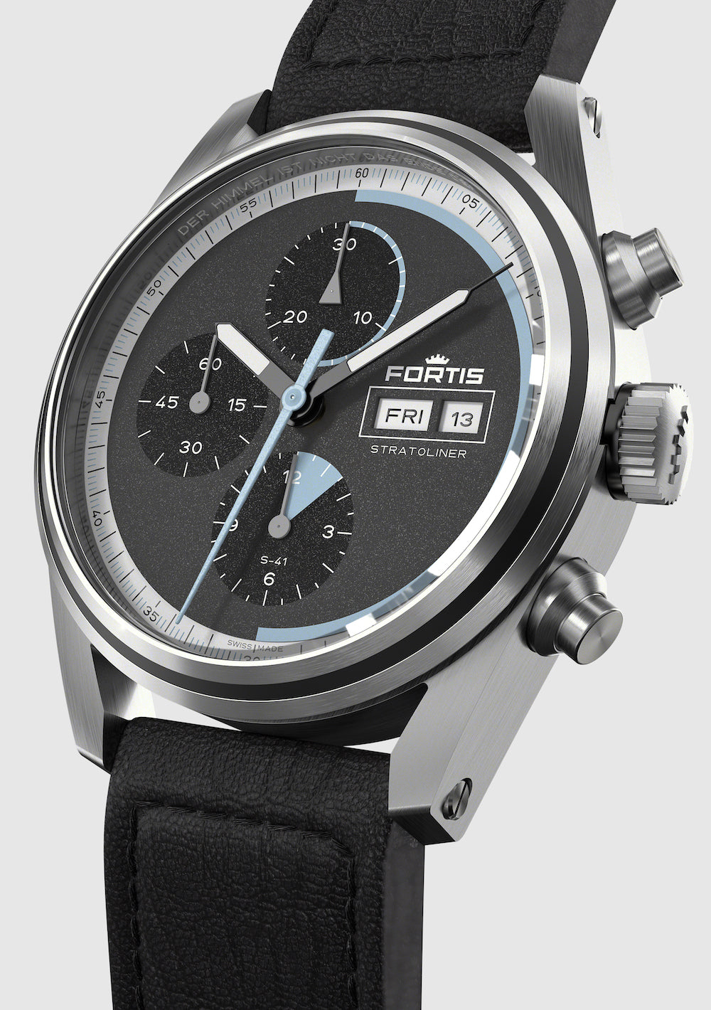 Fortis Stratoliner Cosmic Grey Aviator Strap Watch F2340016 Image 3