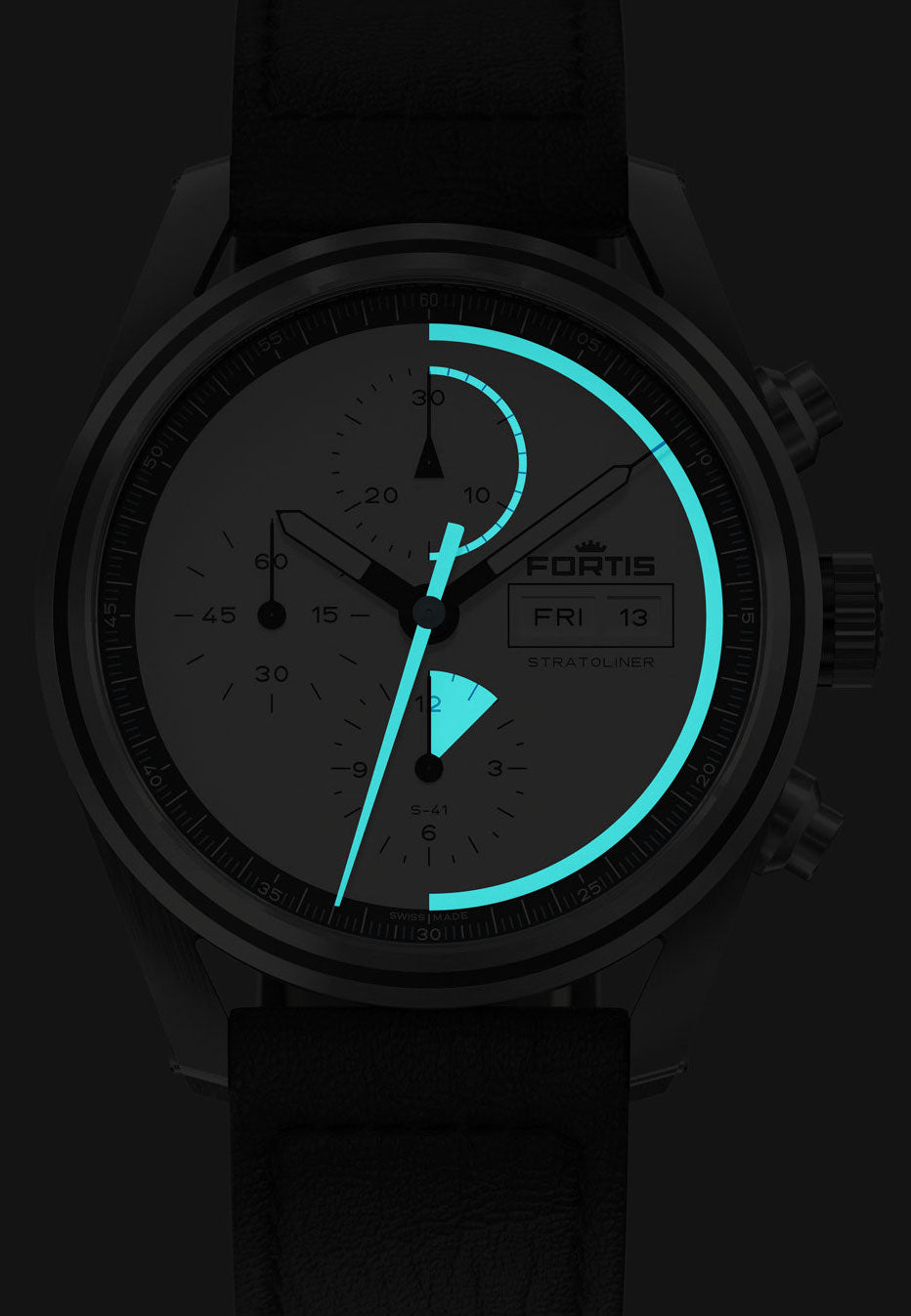 Fortis Stratoliner White Dust Aviator Strap Watch F2340014 Image 2