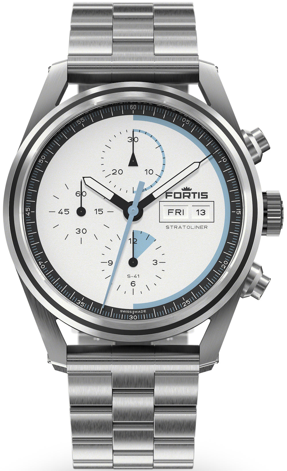 Fortis Stratoliner White Dust Bracelet Watch F2340006 Image 1