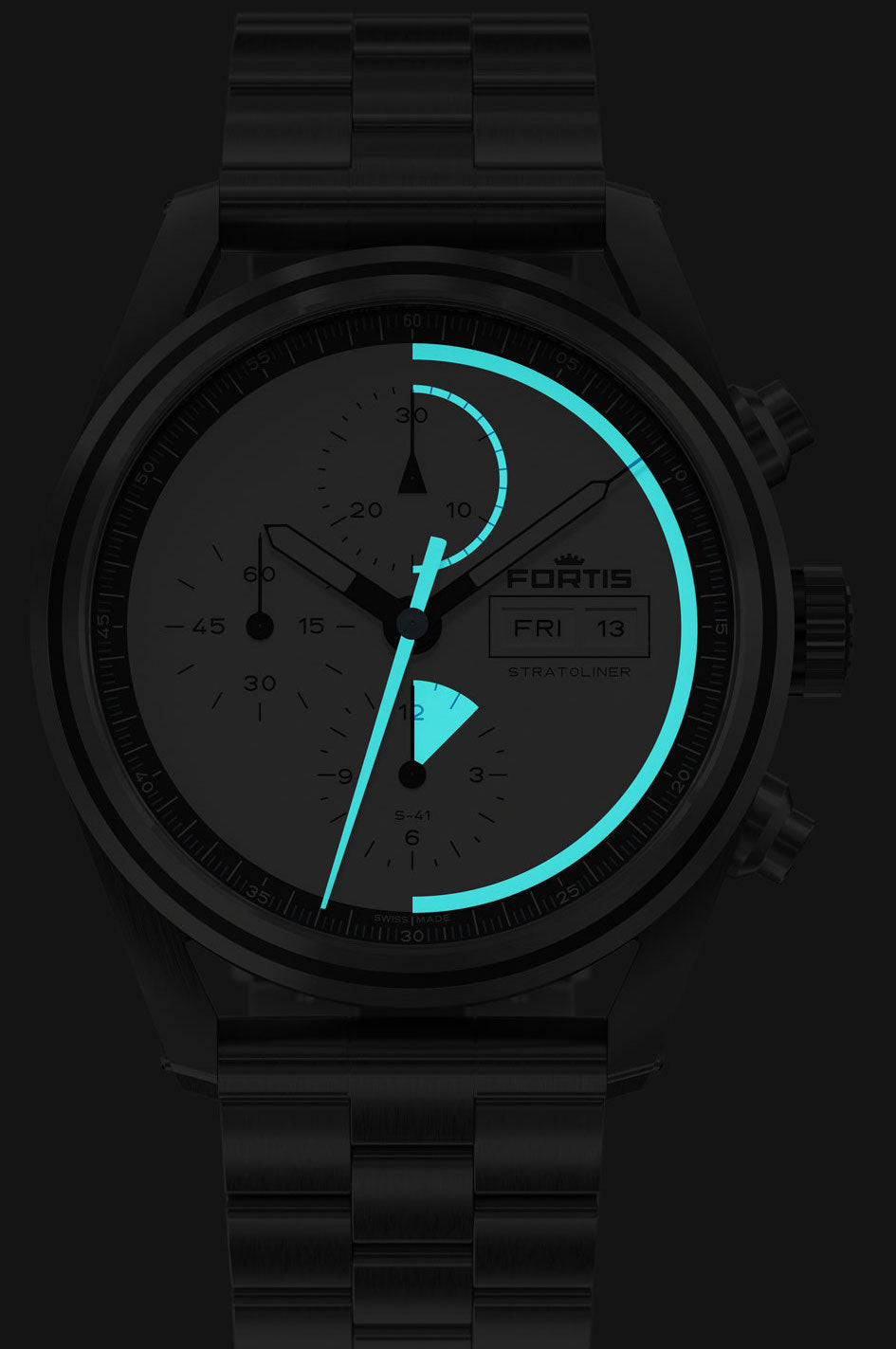 Fortis Stratoliner White Dust Bracelet Watch F2340006 Image 3