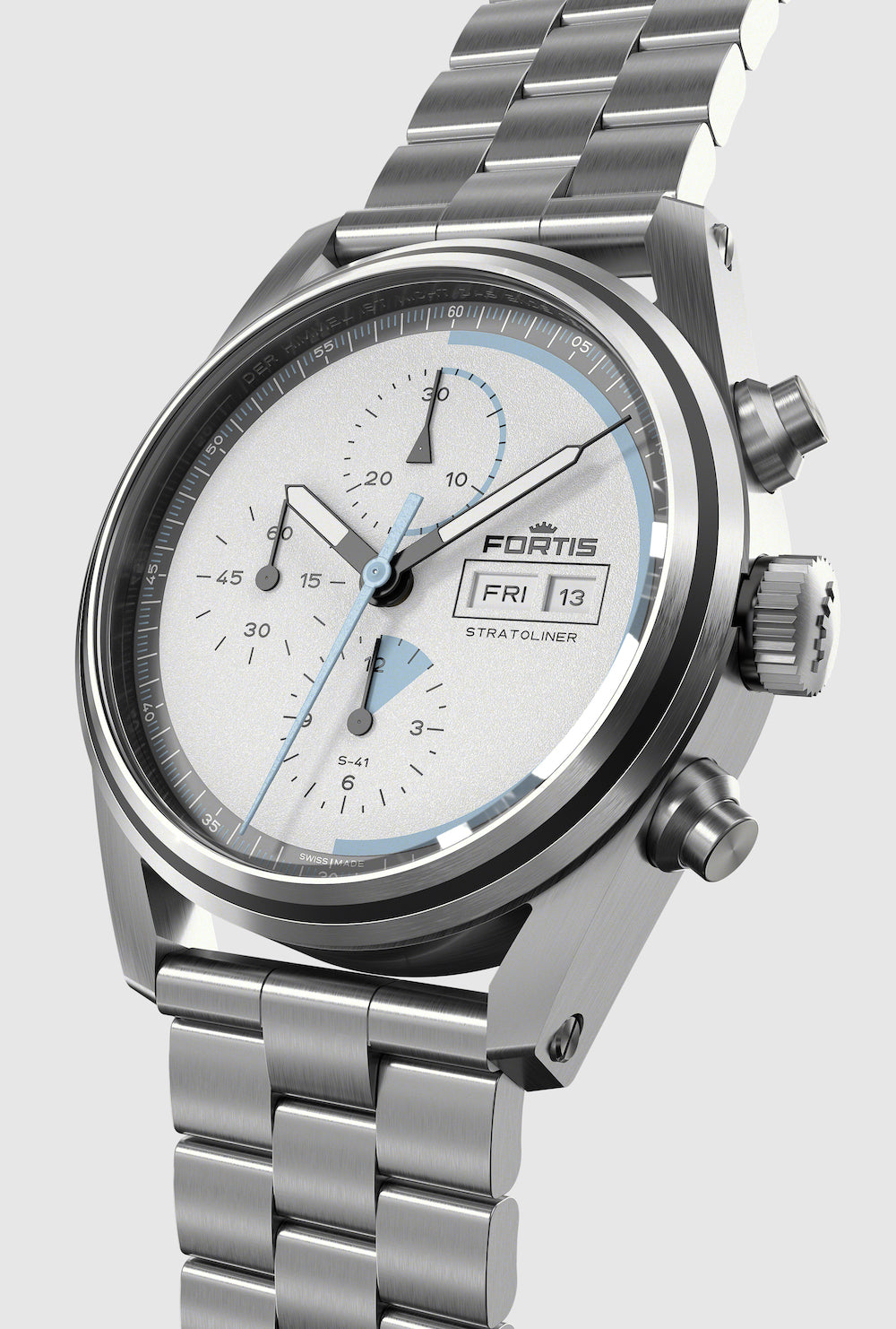 Fortis Stratoliner White Dust Bracelet Watch F2340006 Image 4