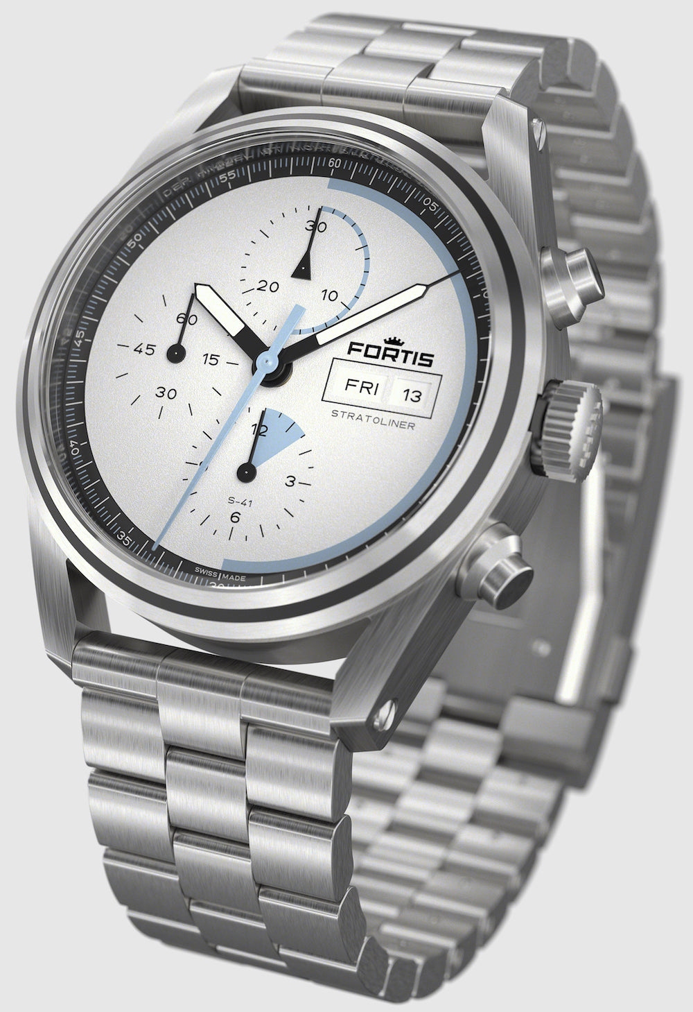Fortis Stratoliner White Dust Bracelet Watch F2340006 Image 5