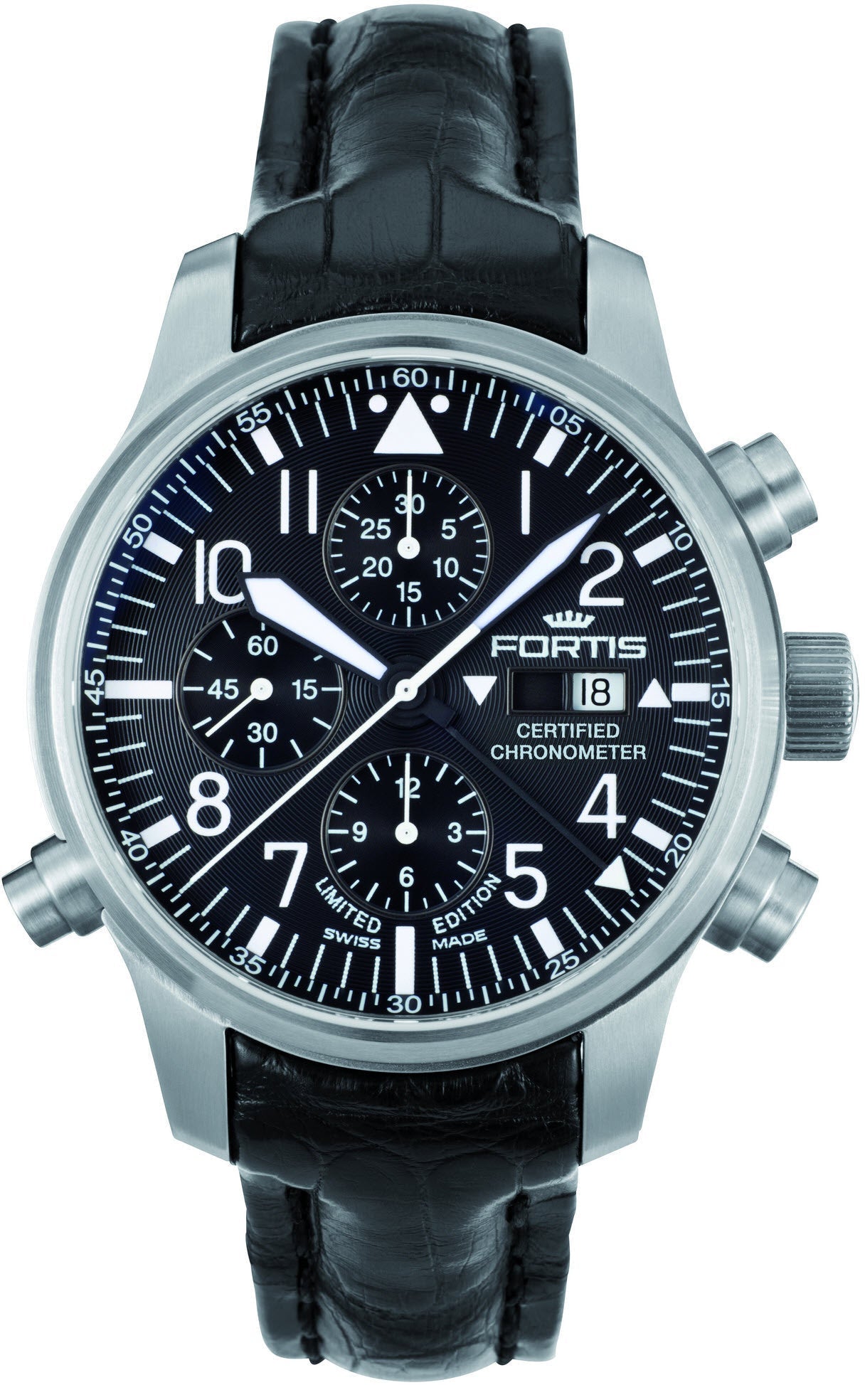 Fortis Watch F-43 Flieger Black Label Limited Edition 702.10.81 LF.01 BLACK STRAP Image 1