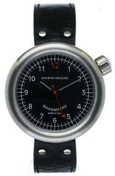 Giuliano Mazzuoli Manometro Brushed Black Dial Right Crown MRB02N Black Strap Image 1