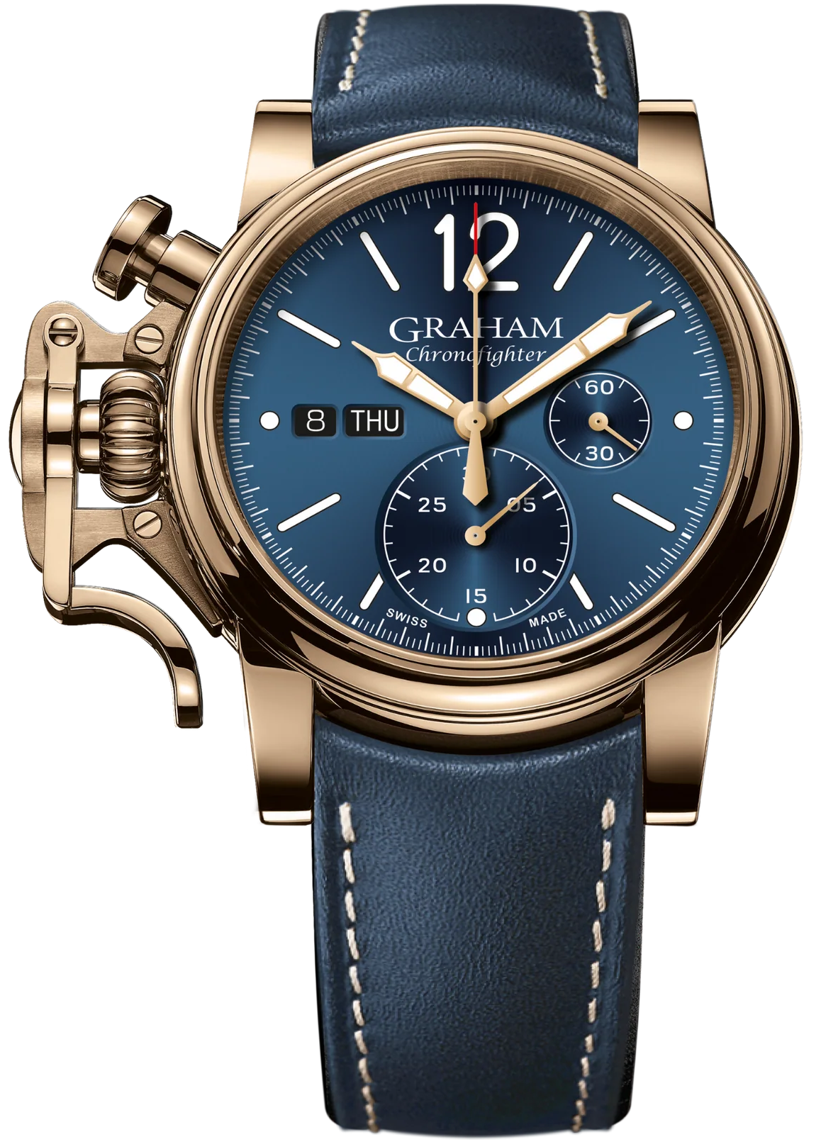 Graham Chronofighter Vintage Bronze Blue Watch 2CVAK.U01A Blue Leather Image 1