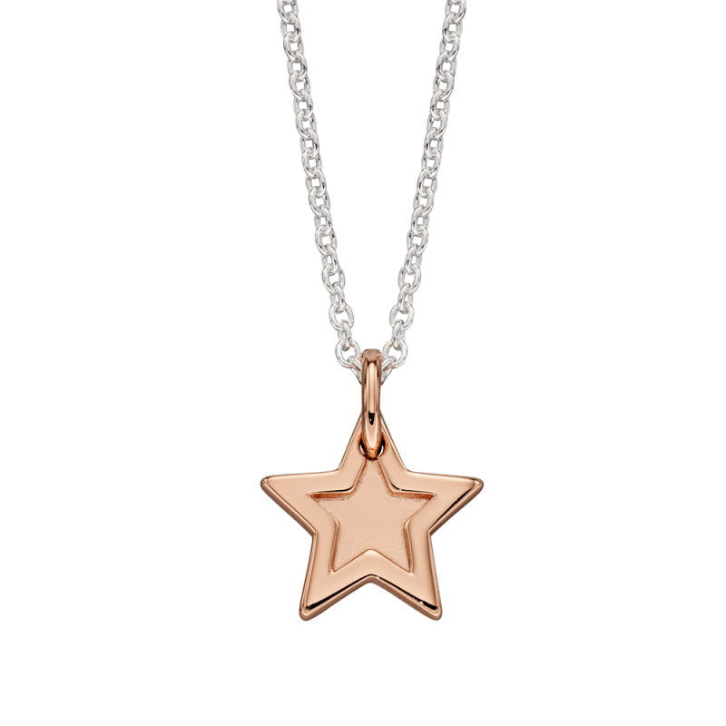 Little Star Sterling Silver Rose Gold Plated Nova Star Childs Necklace LSN0351
