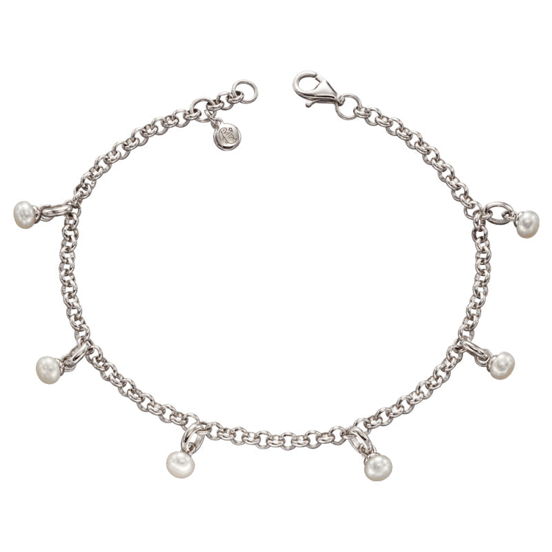 Little Star Sterling Silver Pearl Remi Childs Charm Bracelet LSB0315