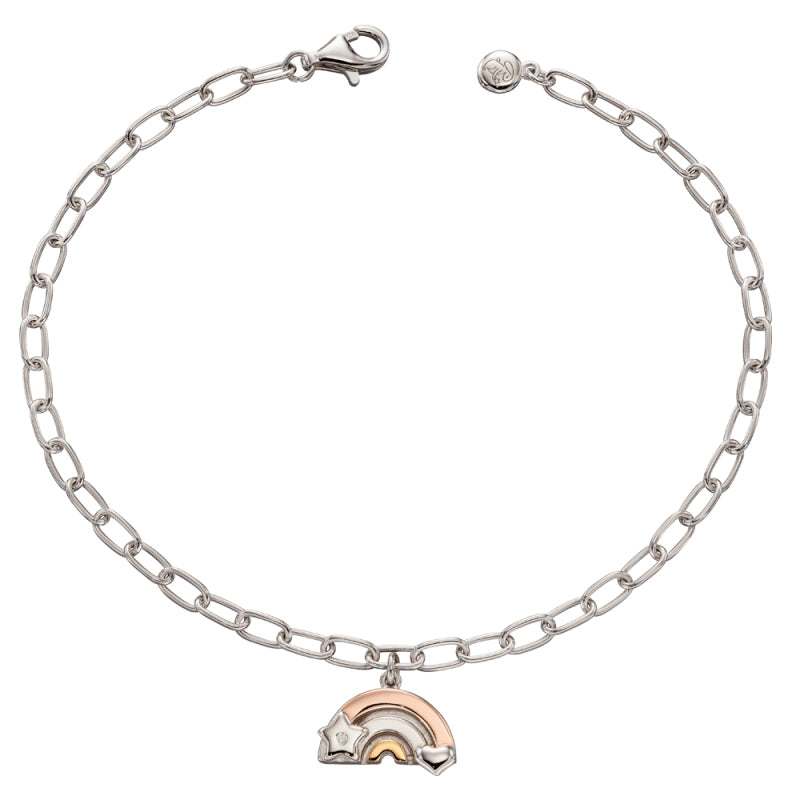 Little Star Sterling Silver Gold Plated Diamond Aurora Rainbow Childs Bracelet LSB0341