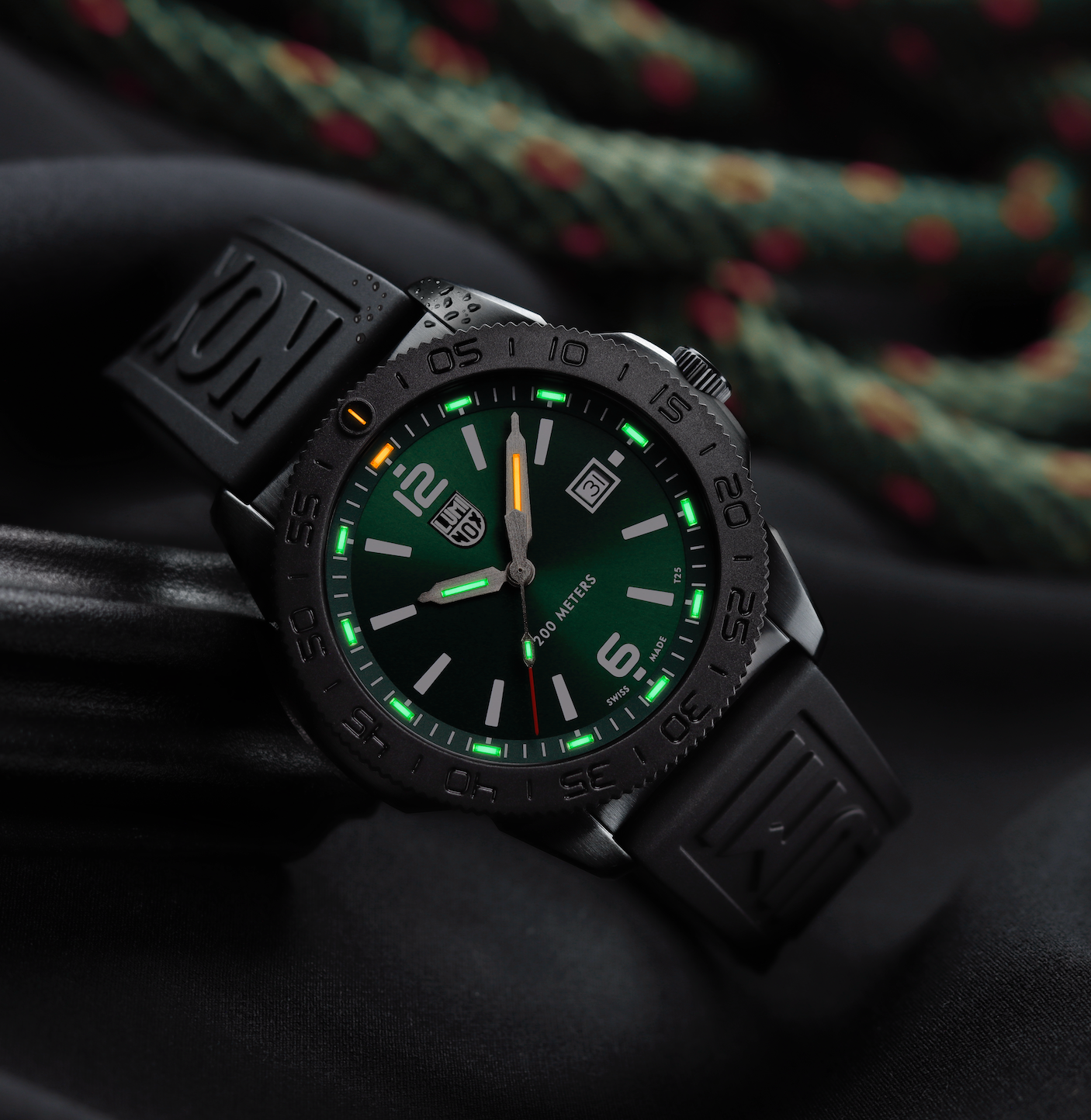 Luminox Pacific Diver Black Steel Green 3120 Series Watch XS.3137.B Image 2