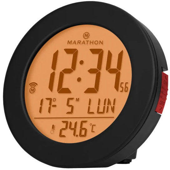 Marathon Clock Atomic Alarm Black CL030078-BK-RD-EU1 Image 1
