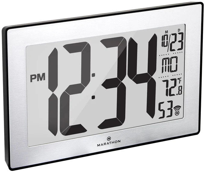 Marathon Clock Atomic Self Setting Self Adjusting Wall With Stand & 8 timezones Black CL030068-BK-SS-EU1 Image 1