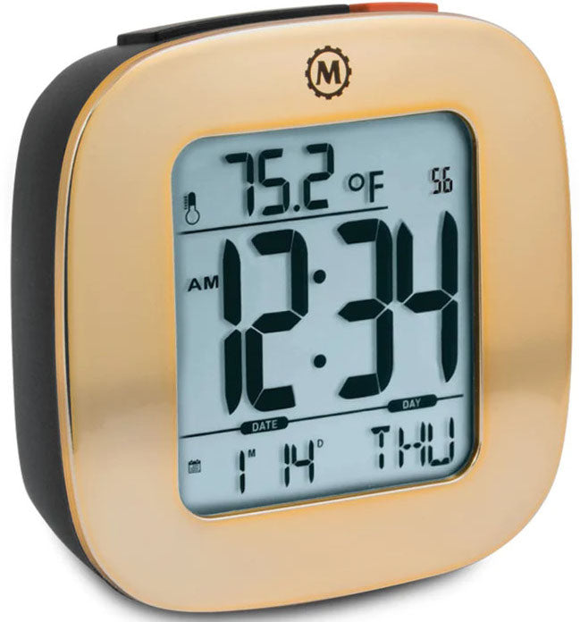 Marathon Clock Compact Alarm Temperature & Date Gold CL030058-GD-00-NA Image 1